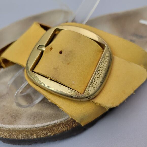 Birkenstock Madrid Big Buckle Sandals Sz 38 Narrow Yellow Nubuck Women’s 7 US - Picture 8 of 13